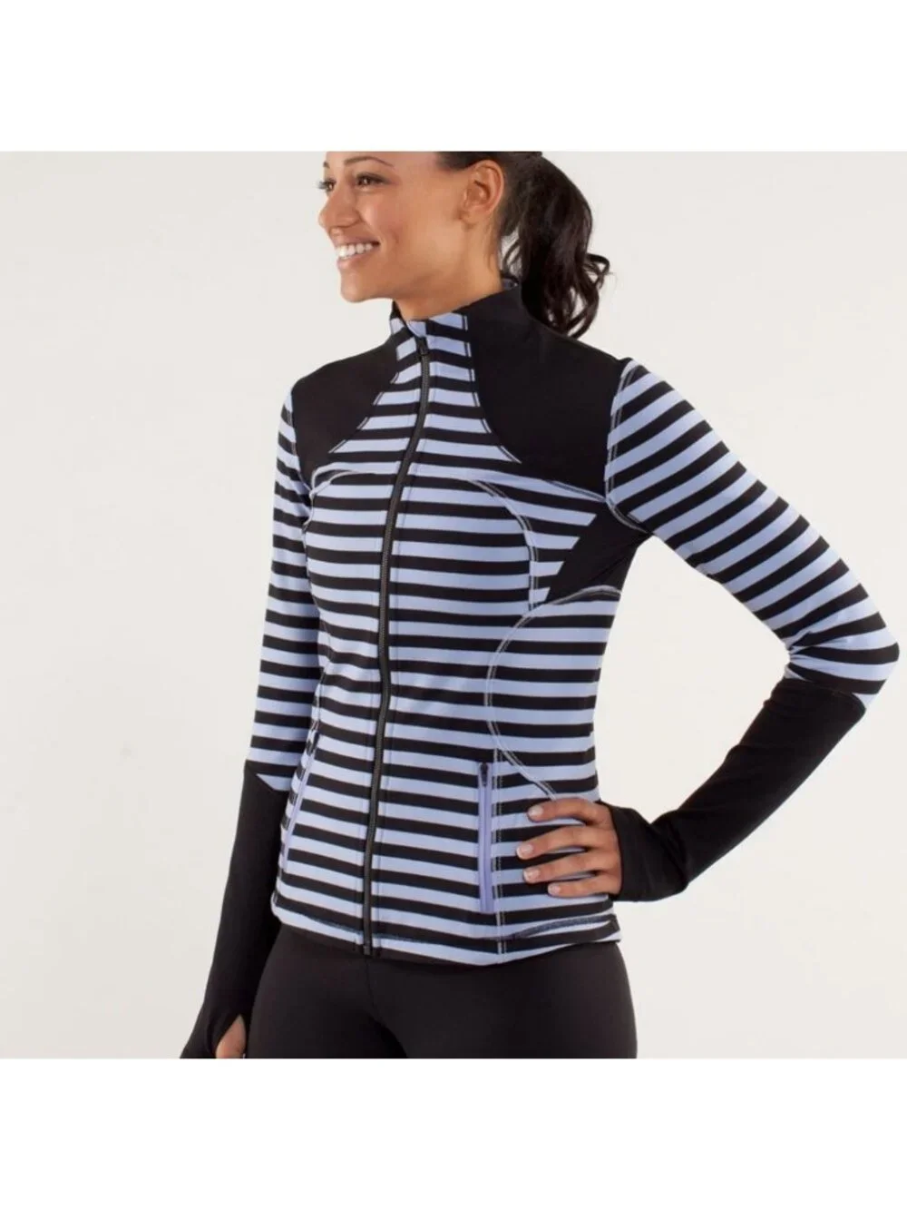 Lululemon Forme Jacket Sea Stripe Polar Haze Black / Black
